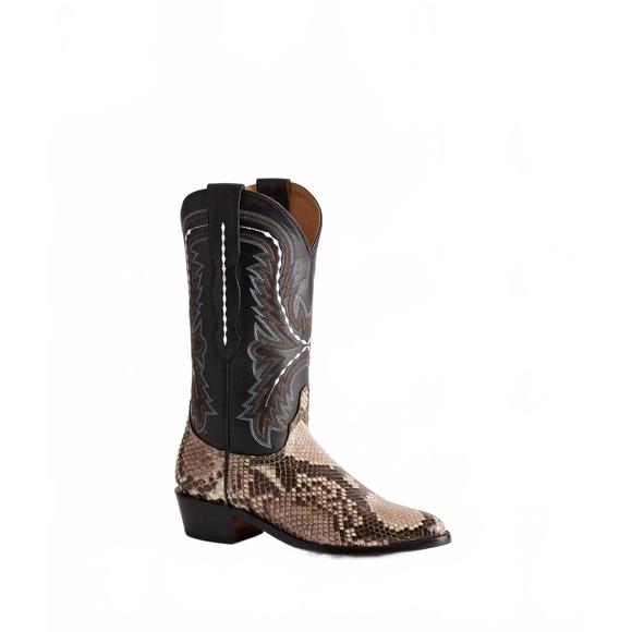 NEW LUCCHESE women's stella python boots in black/white - Picture 1 of 6